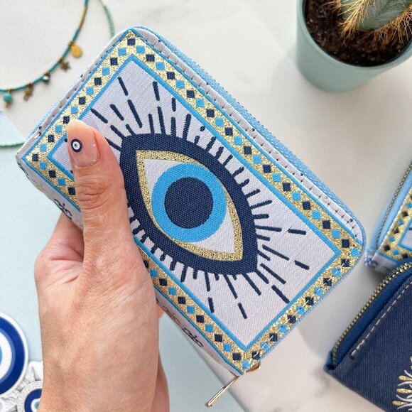 Small Evil Eye Wallet, Bohemian Purse, Coin Wallet - Picture 2 of 6